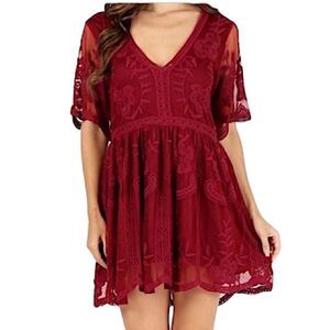 Boho Fernweh Boheme Women’s Size Small Lace Gothic Floral Mini New Bella Dress